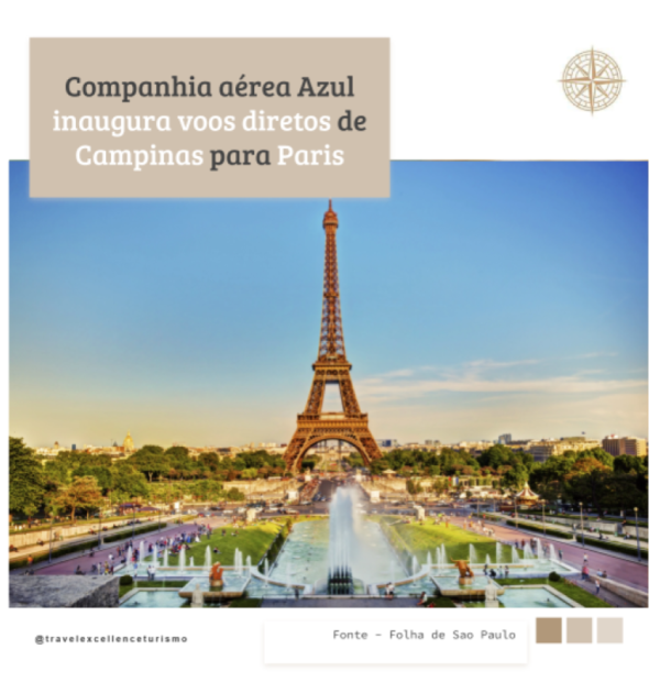 Companhia aérea Azul inaugura voos diretos de Campinas para Paris