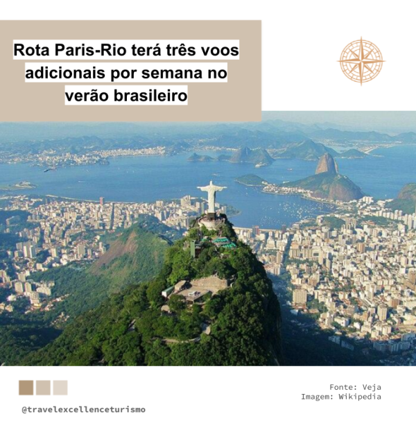Rota Paris-Rio terá três voos adicionais por semana no verão brasileiro
