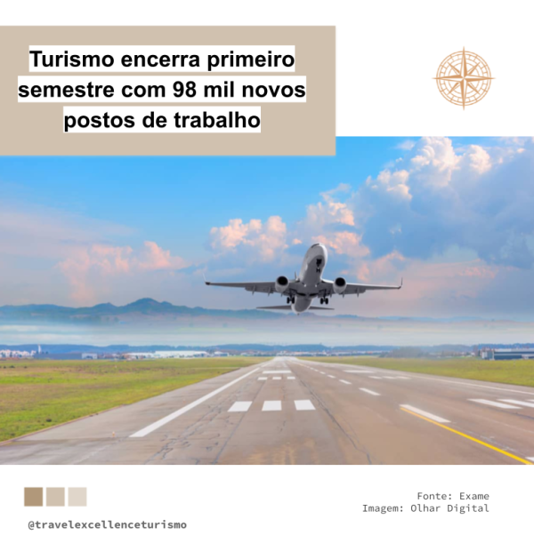 Turismo encerra primeiro semestre com 98 mil novos postos de trabalho