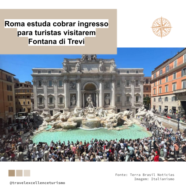 Roma estuda cobrar ingresso para turistas visitarem Fontana di Trevi