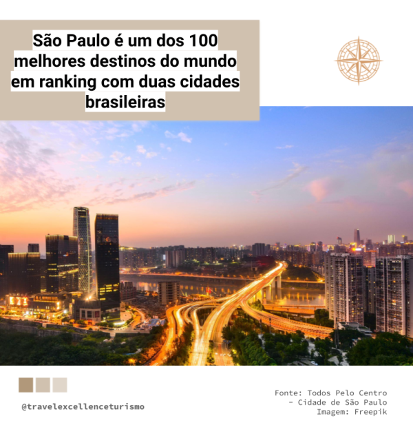 São Paulo é um dos 100 melhores destinos do mundo em ranking com duas cidades brasileiras