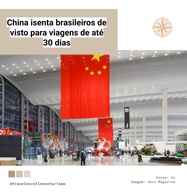 China isenta brasileiros de visto para viagens de até 30 dias