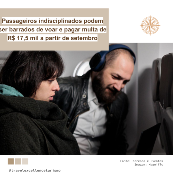Passageiros indisciplinados podem ser barrados de voar e pagar multa de R$ 17,5 mil a partir de setembro, diz Abear 